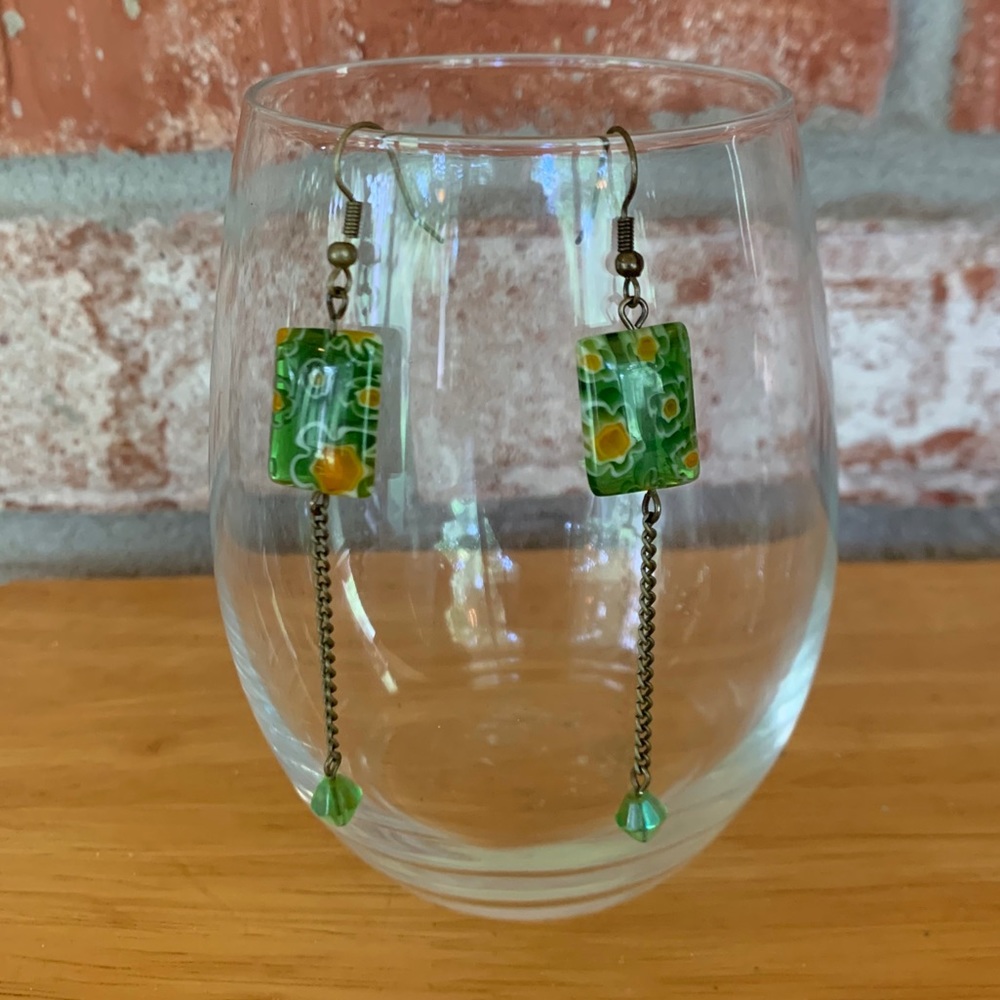 Elizabeth Rayden Brass Millefiori Earrings